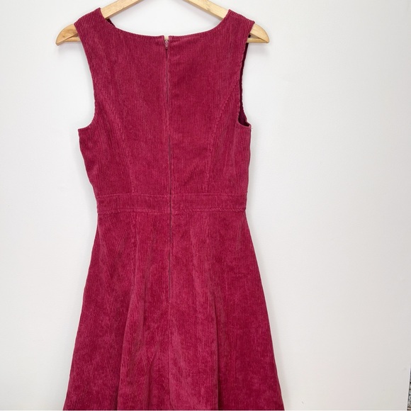 ModCloth Utmost Allure Corduroy A-Line‎ Dress Pockets Wine Red size 2 - Picture 5 of 7